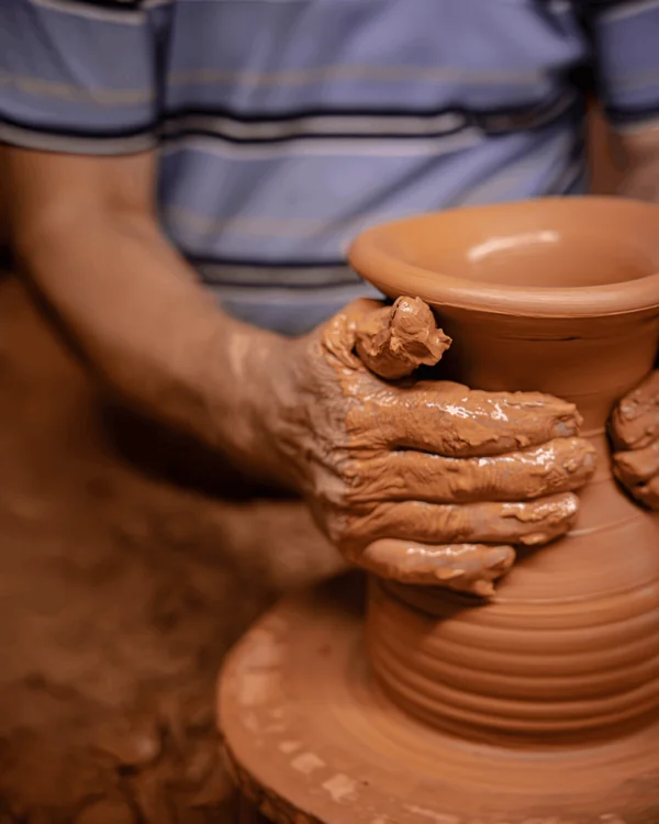 A terracotta plate fresh from the workshop